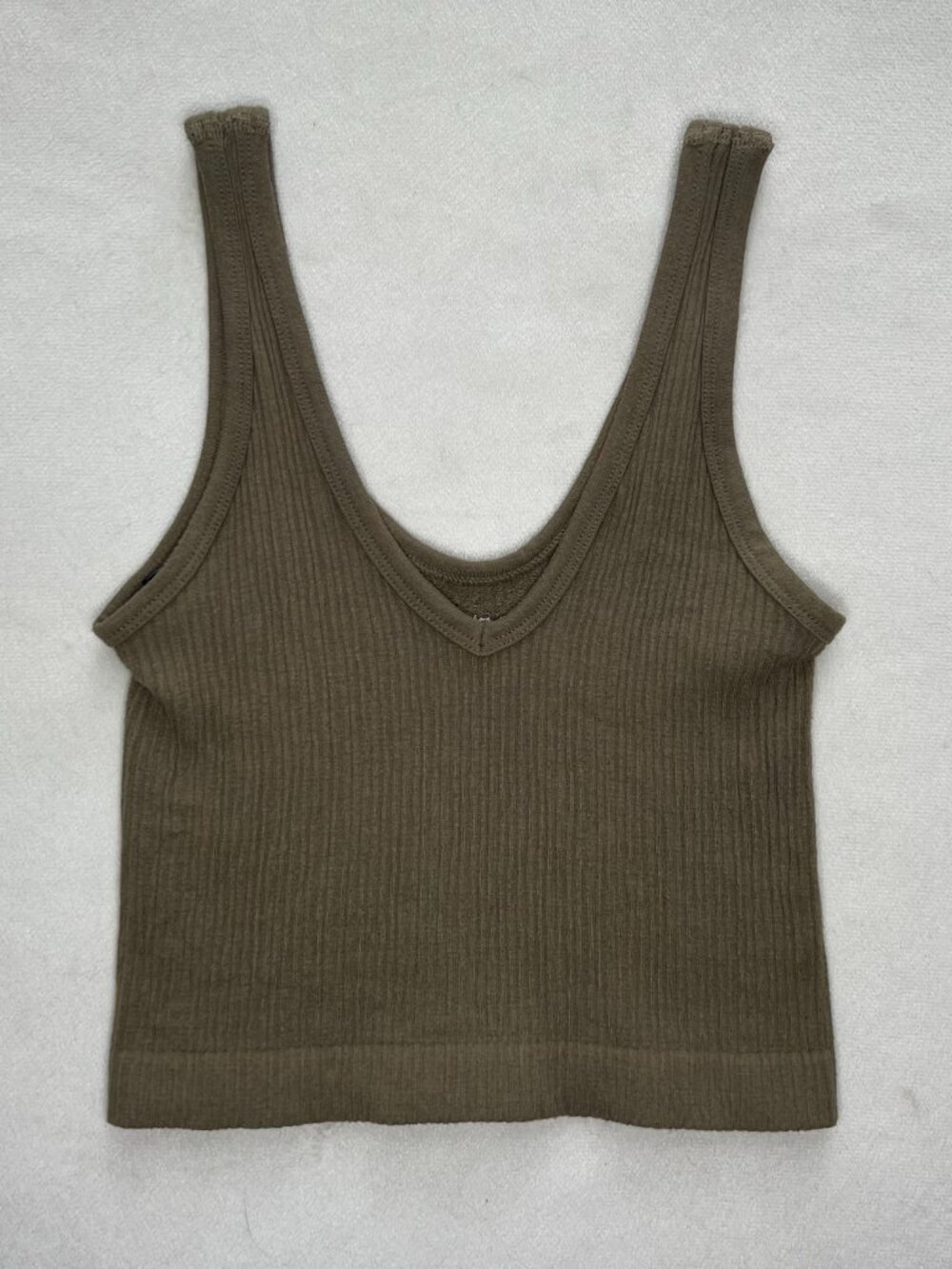 Urban Outfitters Out From Under Ribbed V-Neck Crop Tank Olive Green Small